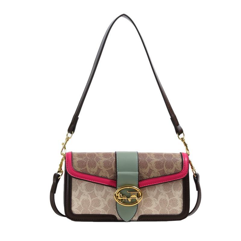 Ретро принт сумка подмышку новая мода контрастный цвет на одно плечо багет сумка мессенджер прилив