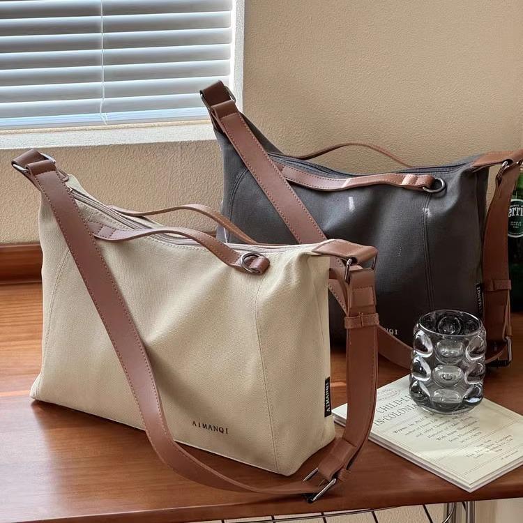 Apanese Korean Fashion Simple Commute Canvas Tote Bag Literary Casual Versatile Student Handbag Crossbody Bag