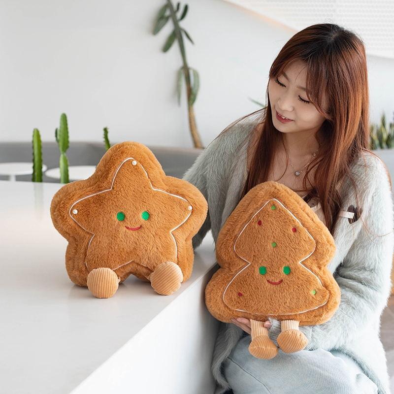Gingerbread Star Tree Pillow Girl's Bedside Pillow Office Nap Pillow Girl Living Room Sofa Cute Cushion
