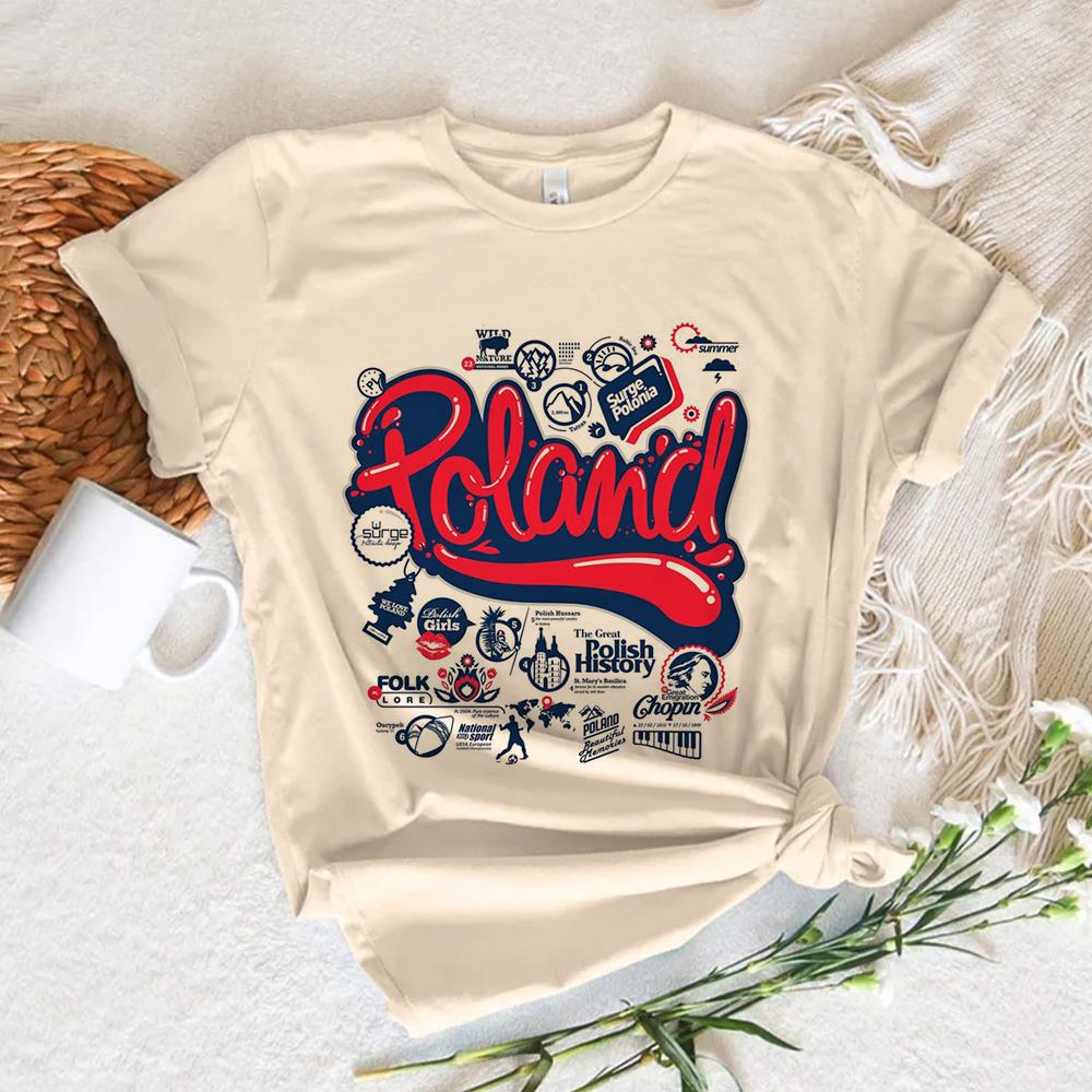 Polen T-Shirt Damen Y2K Comic T-Shirt Mädchen Anime Kleidung