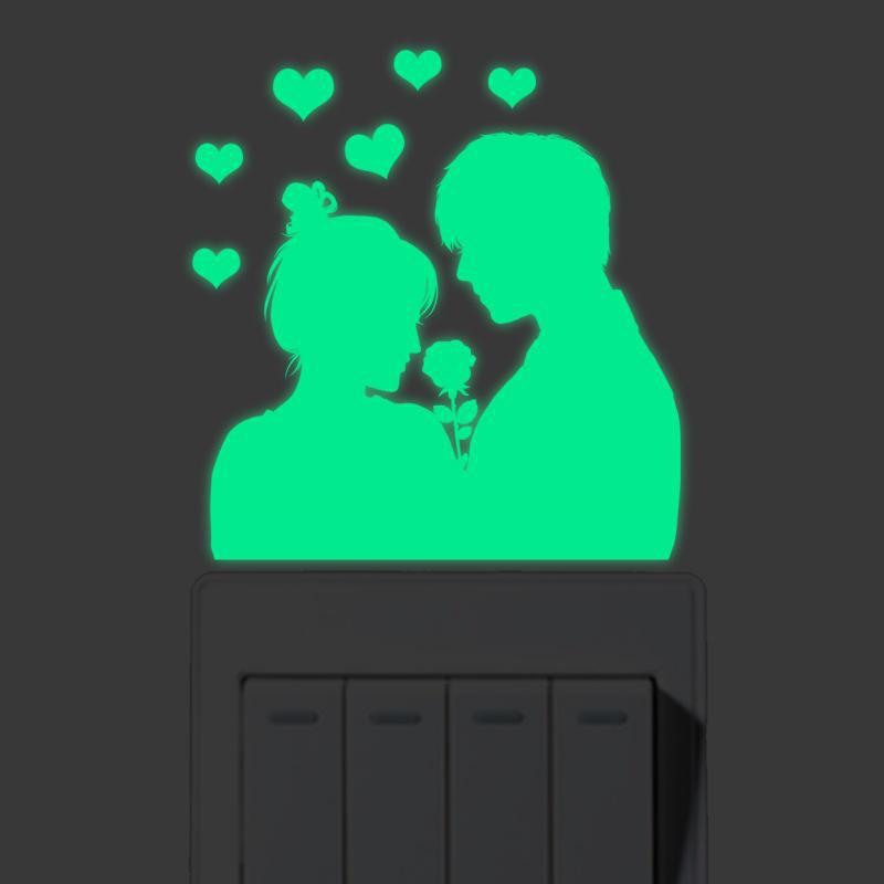 Luminous Five-Pointed Star Wall Stickers for Bedroom and Living Room, Creative Fluorescent Switch Animal Decals.