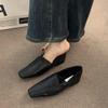2025 Retro Suede Square Toe Flats: Simple & Versatile Spring/Autumn Loafers for Commuting.