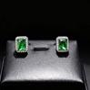 Imitation Square Emerald Ruby Stud Earrings Women's Fashion Versatile Diamond Stud Earrings Jewelry