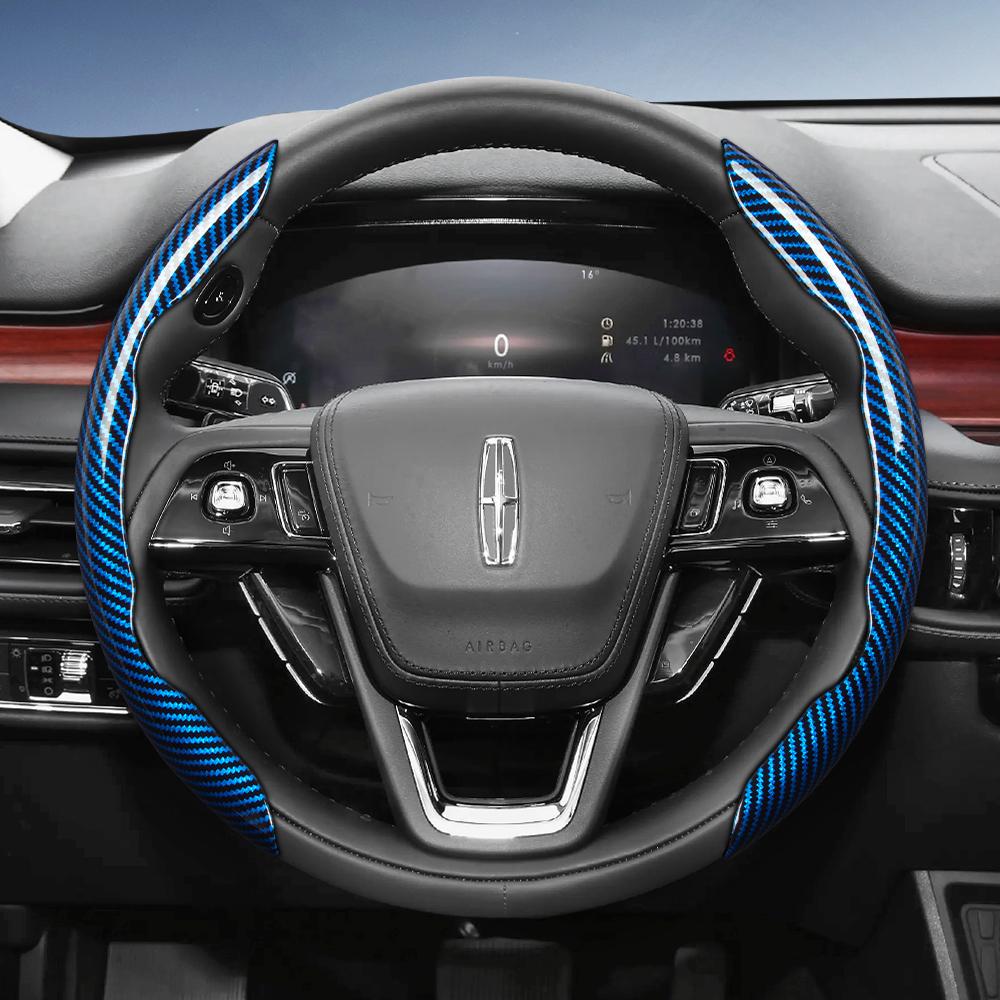 

Suitable for Lincoln Carbon Fiber Texture Steering Wheel Cover with Segmented Quick-Release Design, Durable, for Models Such as Nautilus, Corsair,
