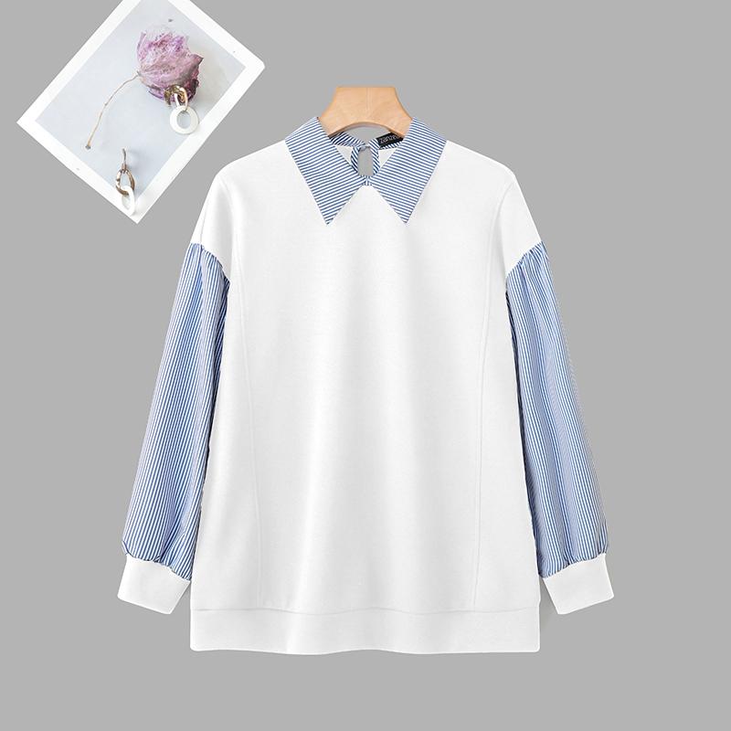 ZANZEA Women Casual Stripe Print Splice Long Sleeve Autumn Thin Sweatshirt