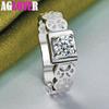 925 Sterling Silver AAA Zircon Hollow Patter Ring Jewelry