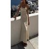 Vestido Largo de Encaje con Espalda Descubierta y Tirantes Finos, Casual Europeo Americano para Vacaciones