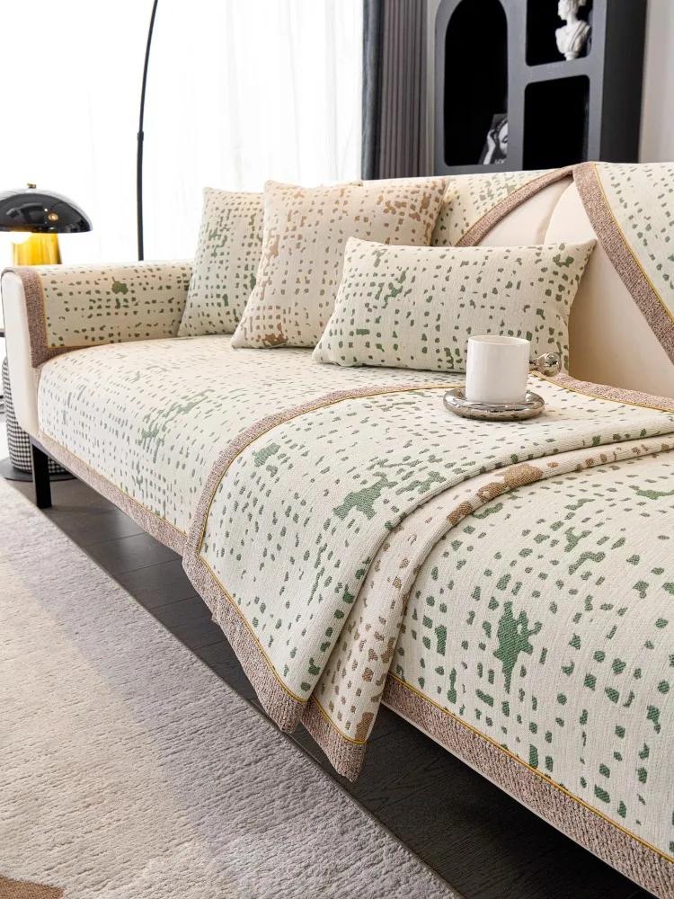 

Чехлы для диванов Geometry, жаккардовый шенилл, коврик для дивана для гостиной, нескользящие чехлы для диванов, универсальные чехлы для всех сезонов 30x50cm pillowcase зелёный