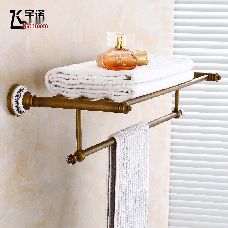 Antique Brass Bathroom Towel Rack & Accessories Set