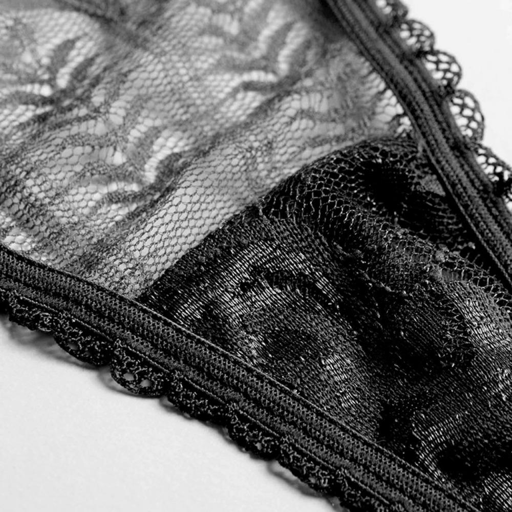 Hollow Sexy Thong Low Waist Transparent Lace Elastic Underwear Women's French Temptation Seamless T Pants 2154