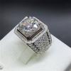 Gorgeous Men's Rhinestones Zircon Rings Luxury Copper Color Banquet Engagement Ring for Men Wedding Band Jewelry Gifts
