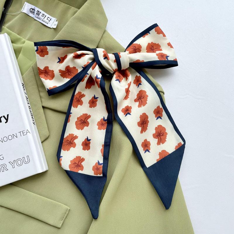 Long silk scarf, high-end new versatile hair tie streamer, atmosphere ribbon, spring and summer decorative scarf, tied bag streamer