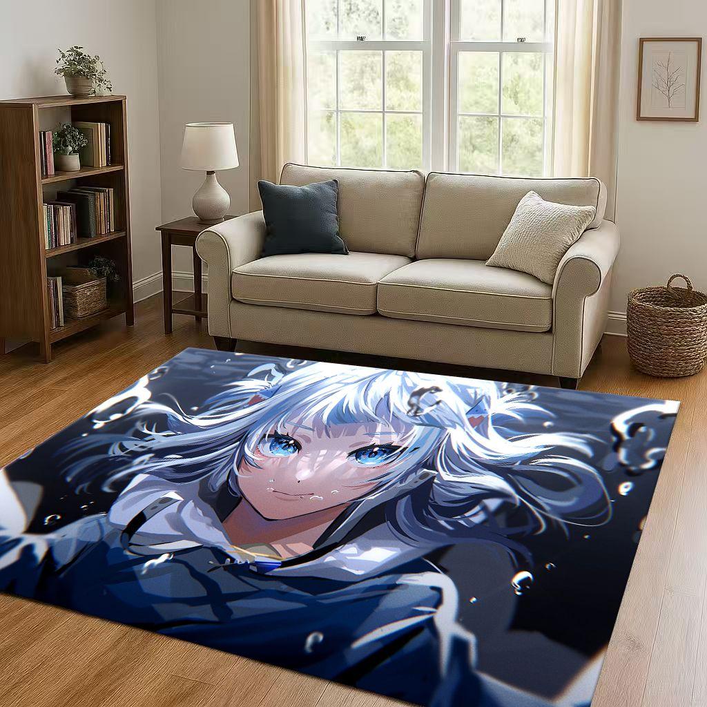 Anime Gawr Gura Hololive Cartoon Cute Girl Living Room Non Slip Area Rug Carpet for Bedroom Playroom Sofa,Home Decor Doormat