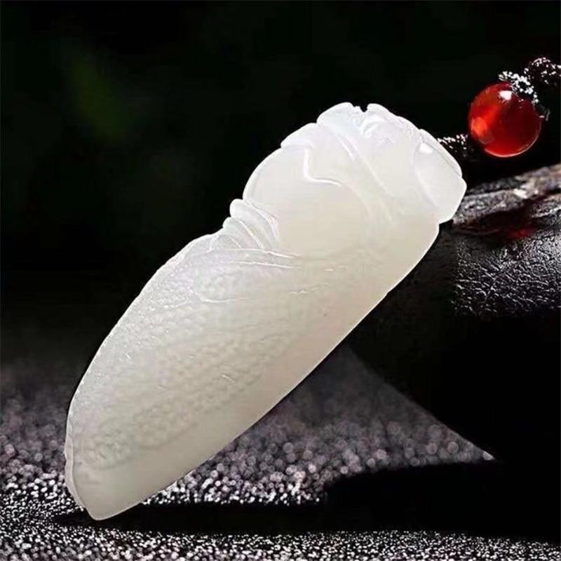Afghan Jade Cicada Unisex White Jade Pendant