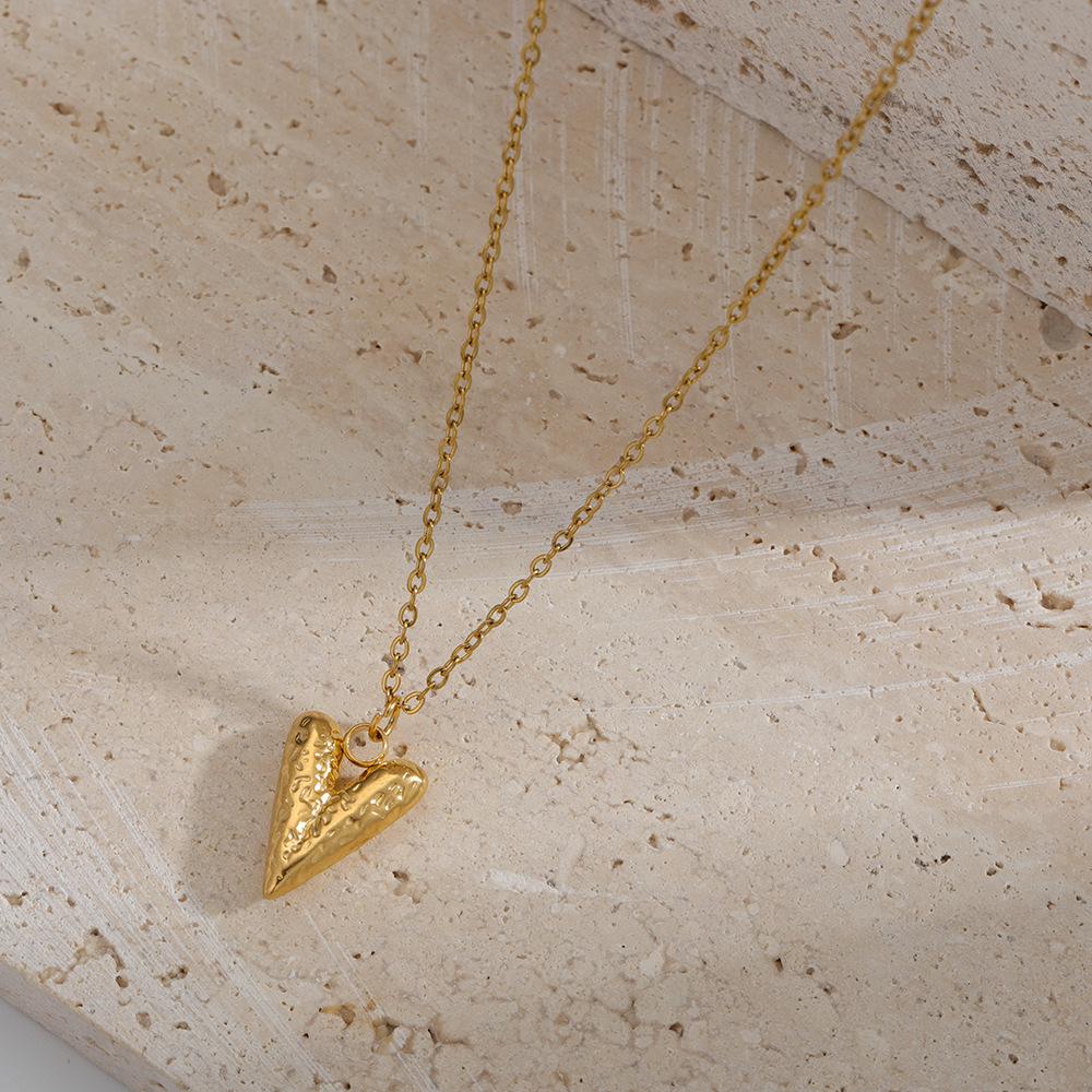 Retro Heart Necklace & 18K Gold-Plated Earrings - European & American Stylish Stainless Steel Jewelry