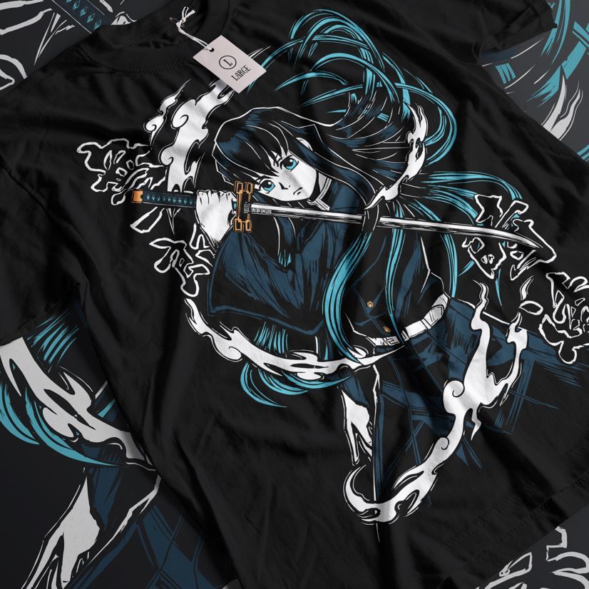 Muichiro Tokito Tshirt Kimetsu No Yaiba Demon Slayer Anime Black Shirt All Size
