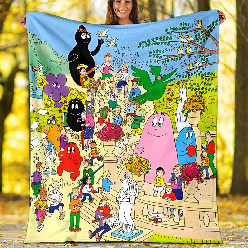 Barbapapa1 printed throw blanket—lightweight,soft,warm;versatile blanket for all seasons—perfect as &air-conditioning throw,nap blanket
