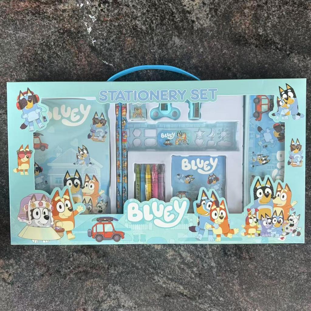 Bluey Portable Stationery Set Gift Box Kids School Supplies With Crayons For Toddlers Primary Students Birthday Christmas Gift