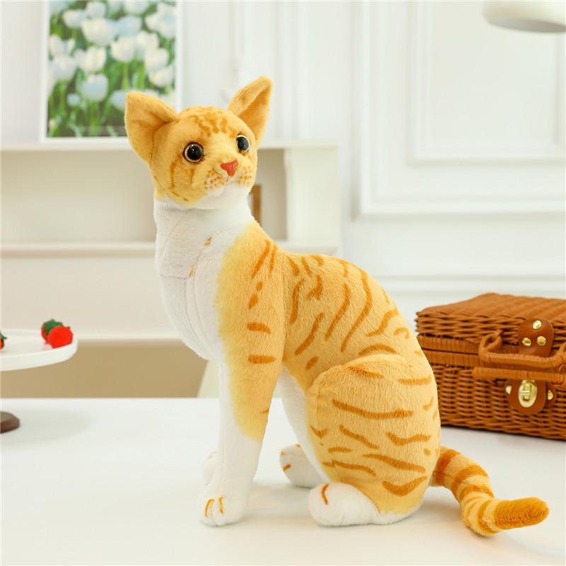 

Realistic Plush Cat Toy Lifelike Short Hair Kitten Stuffed Animal Doll Wholesale Yellow Sitting,20cm