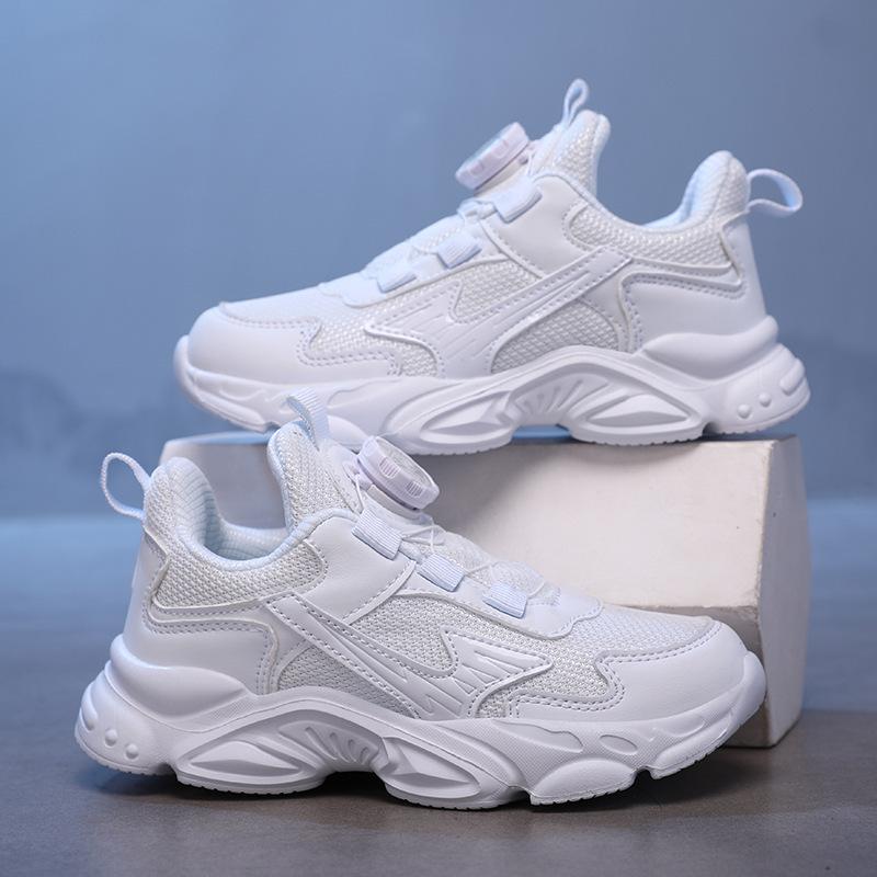 Children's older girls' virgin white size sneakers, walking shoes, white spring and autumn middle and older boys' leather shoes, autumn and winter