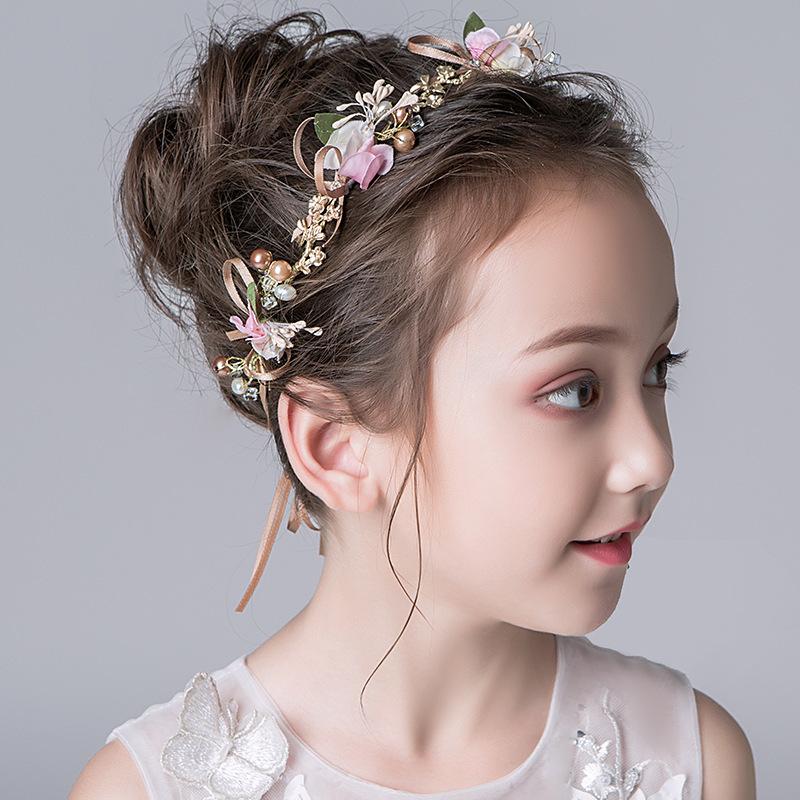 Children's jewelry headgear Korean Mori braided birthday hair accessories cute super cute flower girl accessories girls show headband