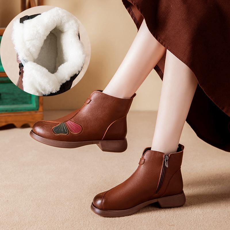 Sheep Fur Winter Shoes Women Snow Boots Warm Flat Ladies Ankle Boots Winter Mother Shoes Plus Size 42