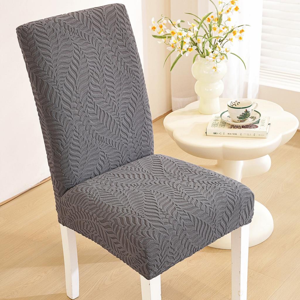 1PC Jacquard Chair Covers Stretch Leaves Printed All-inclusive Seat Covers for Dining Room Hotel Wedding Banquet Chair Protector
