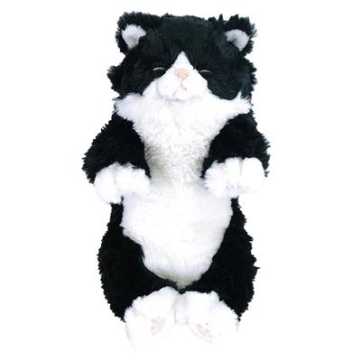 Gato Faldero Durmiendo SunLemon, Pequeño, Calicó, 15 x 18 x 34cm, Animal de Peluche, Gato Lindo, Blanco y Negro, P-1393