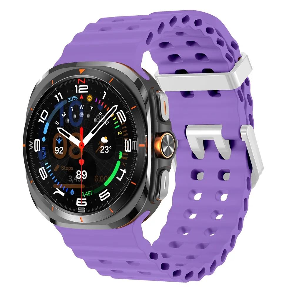 Galaxy Watch Ultra Marine Band Accessories Silicone Sport Bracelet Correa For Samsung Galaxy Watch 7 Ultra 47mm Original Strap