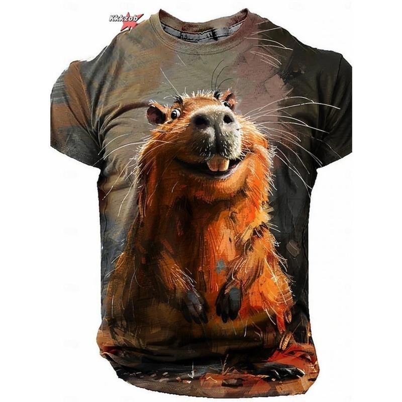 Men's 3D Print T-Shirt with 3D Design, Round Neck, Short Sleeve, Loose Fit, Plus Size, Summer Men's Wear