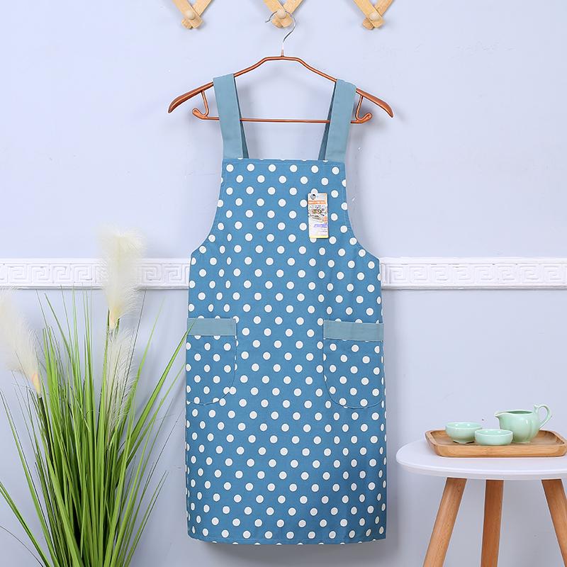 

Small Fresh Striped Polka Dot Japanese Style Cotton Fabric Apron Kitchen Home Work Clothes Half Vest Apron синий