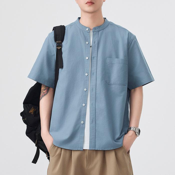 Sommer Dünnes Japanisches Retro Kurzarmhemd Herren Amerikanisches Neues Lockeres Halbarmhemd