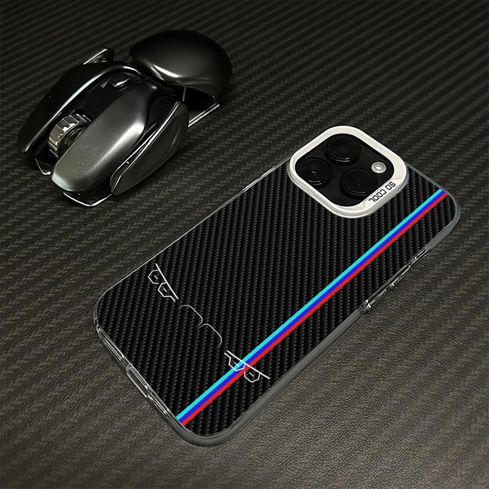 Cool Car Lights Carbon Fiber Pattern Phone Case Is Suitable for iPhone17 16 15 14 13 12 11ProMax Shockproof and Anti-fingerprint
