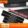 Car Sticker Tesla 4Pcs Car Styling Carbon Fiber Vinyl Door Sills Guard Sticker for Tesla Model 3 Model S X Roadster SpaceX Cyber