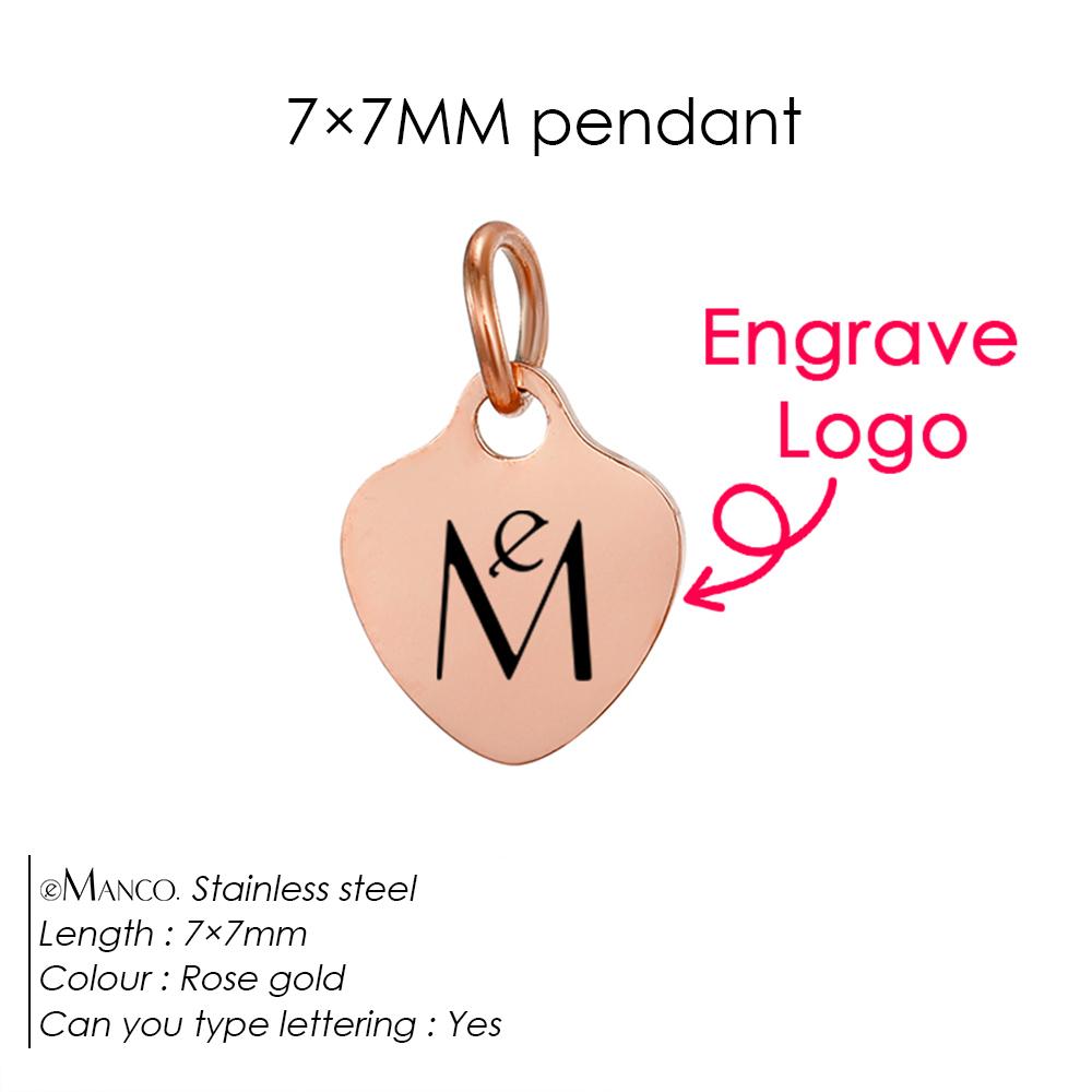 e-Manco Custom Tags Stainless Steel Charms for Necklace Bracelets 6 Sizes to Choose