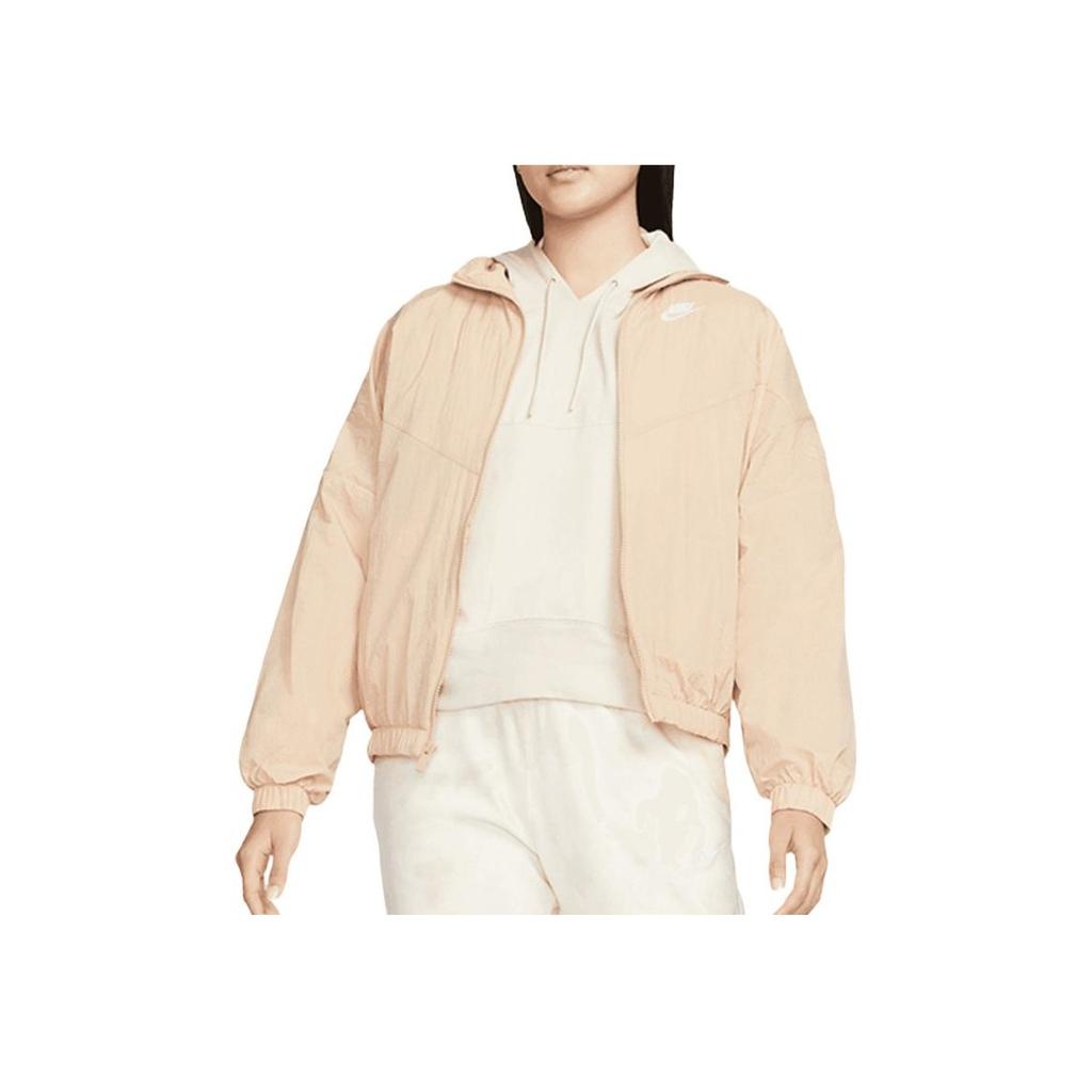 Nike Giacca con cerniera tinta unita con stampa ricamata logo Donna giacche Beige DM6186-200