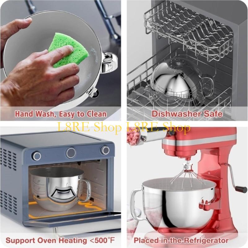 L8RE Cover Mixers Bowl Lid Mixers Accessories Stainless Steel Bowl for 6QT