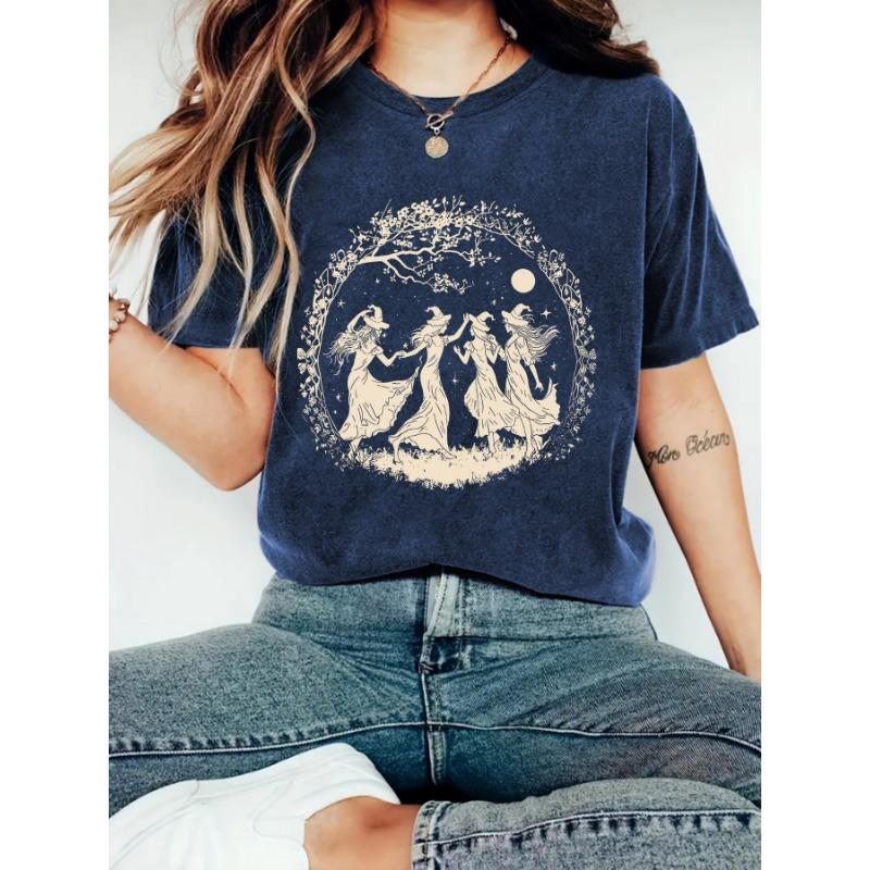Women's Summer New Fashion Short-sleeved Halloween Printing Trend T-shirt Tops