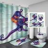Ocean Monster Octopus Print Shower Curtain Set Waterproof Bathroom Curtain Set With Rugs Toilet Cover Mat For Bathroom Decor