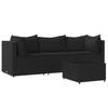4 Piece Garden Lounge Set with Cushions Black Poly Rattan