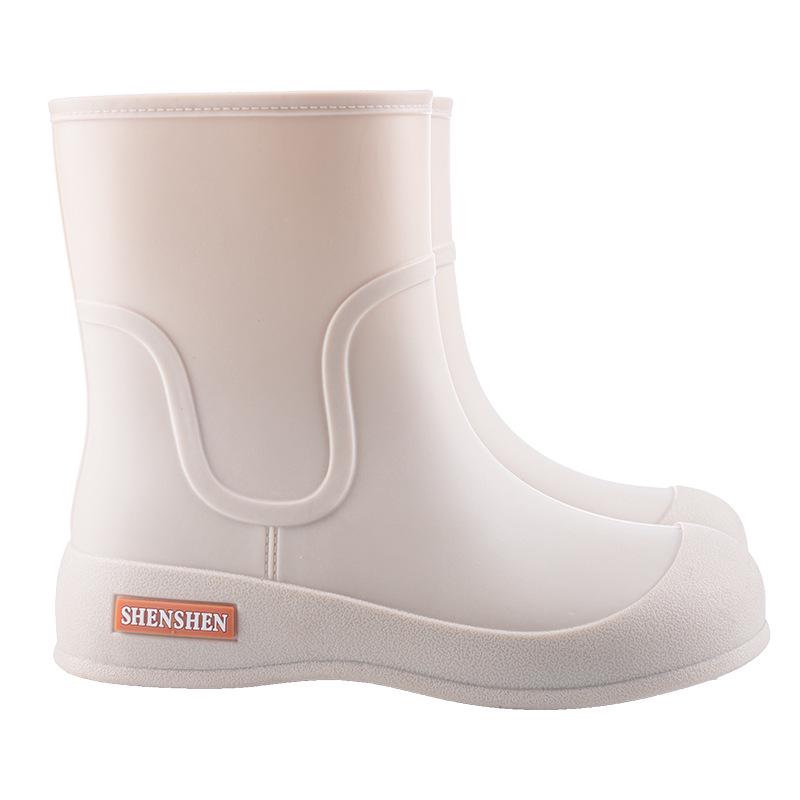 Chic Non-Slip Women's Rain Boots: Short-Tube Waterproof Rubber Shoes for Outdoor and Kitchen Use