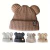 Kids Winter Beanie Hat with Ears, 80% Acrylic 20% Polyester Lightweight Knit Fabric Fitted Urban Theme Buckle Closure  Gift