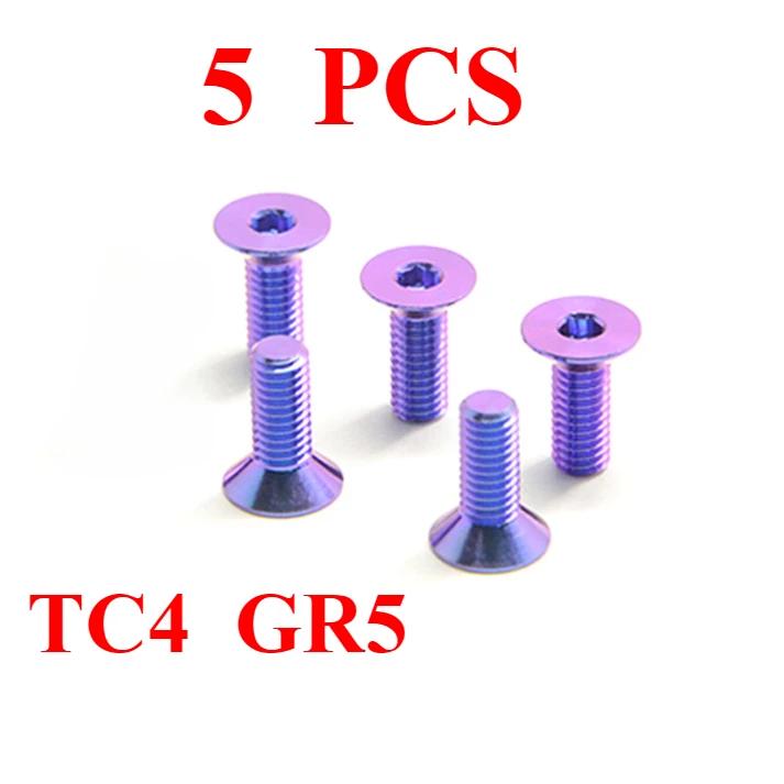 5 Stück/Los Lila Grün Gold M3 x 4 5 6 8 10 12 14 15 16 18 20 mm TC4 GR5 Titanlegierung Schrauben Flachsenkkopf Innensechskant