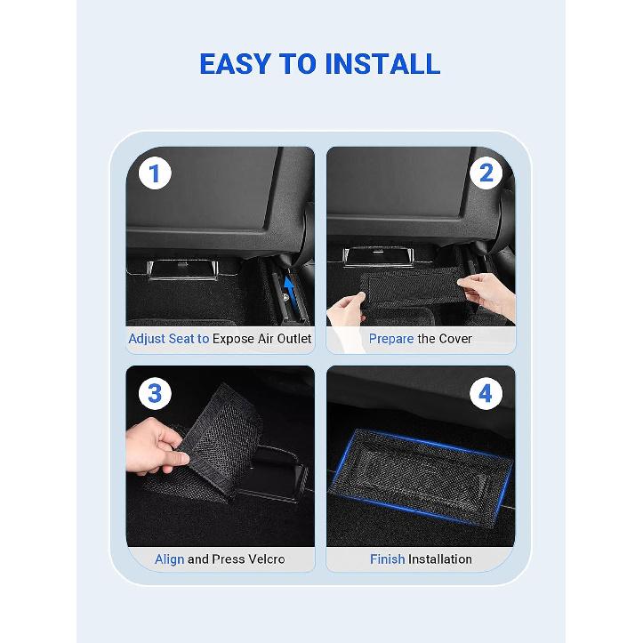 2Pcs Backseat Air Vent Cover for Tesla Model 3 & Model Y 2017-2025, Rear Seat Airflow Outlet Protector with Upgraded Mesh Cloth and Velcro, Car Air
