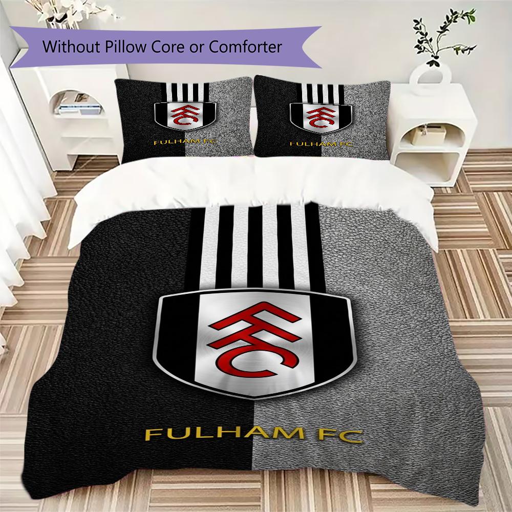 Fulham FC Pattern Bedding uilt Set uilt Cover Pillowcase Home Decoration Birthday Gift (1 * duvet cover + 2 * pillowcase without core)
