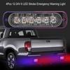 Car Warning Light, 4pcs 12-24V Car 6 LED Flash Strobe Emergency Warning Light Grille Flashing Light Bar (Blue/Red)