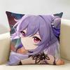 Keqing Genshin Impact Cushion Cover Natural Linen Organic Fabric DoubleSided Printing Room Sofa Decor Pillow Case