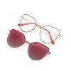 Cat Eye Flip On Sunglasses Women Anti Blue Light Glasses Frames Polarized Magnetic Clip Ladies Fashion Computer Eyeglasses