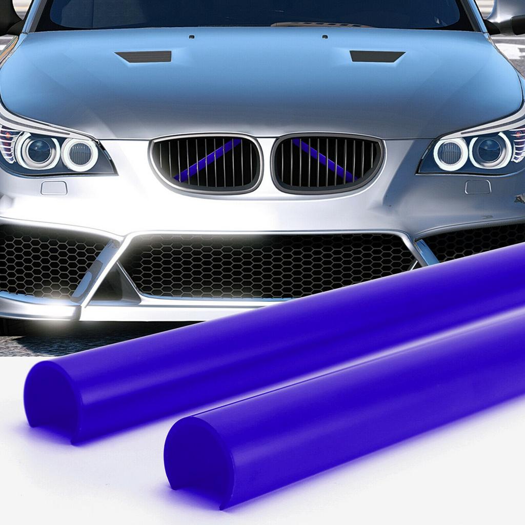 2Pcs Grille Trim Strips Bright Blue Car Decor Front