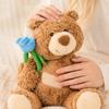 Plush Teddy Bear Stuffed Animal Soft Toy Birthday Gift Cuddly Sleep Companion Decorative Plush Doll with Flower Accessory Suitable for Kids and Adults